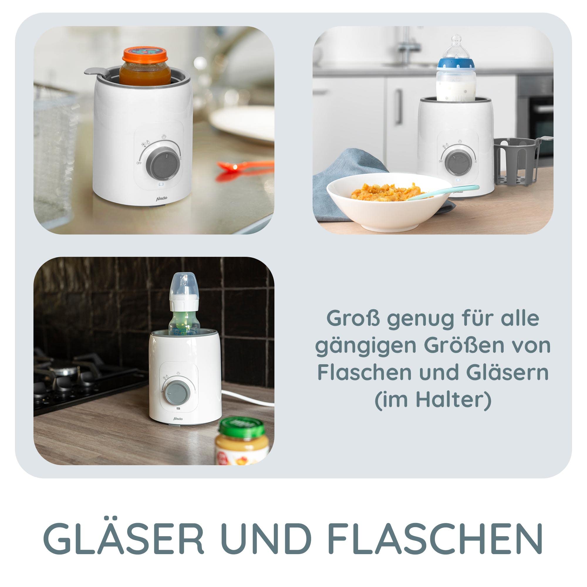 Alecto BW600 Flaschenwärmer baby Sterilisator für Babyflaschen - Babynahrungsheizung und BPA-freier Fläschchenwärmer - Babykostwärmer Weiß