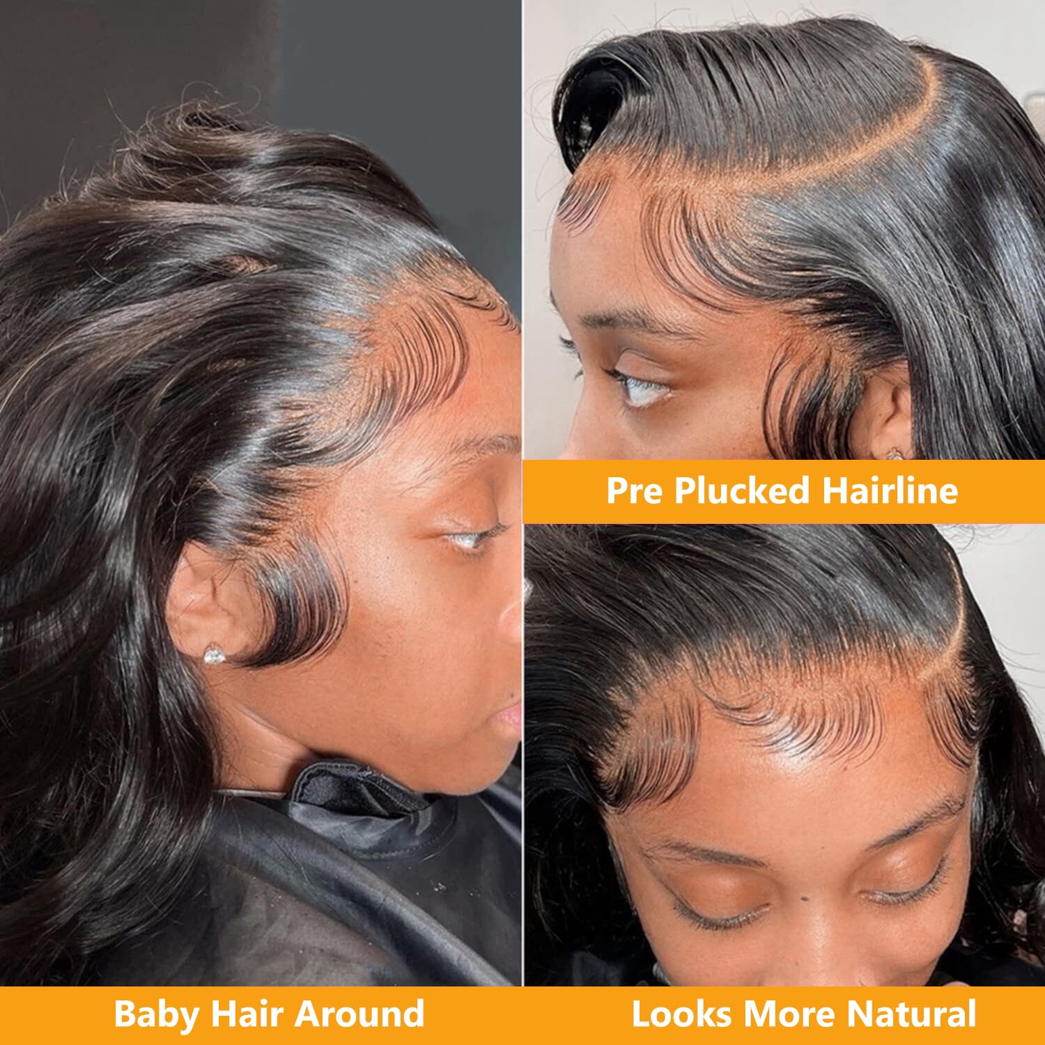 QTHAIR 360 HD Lace Frontal Body Wave 18A Full Human Hair Frontal 360 HD Transparent Lace Pre Plucked Baby Hair Bleachable Knots 100% Human Hair (14",Natural Color)