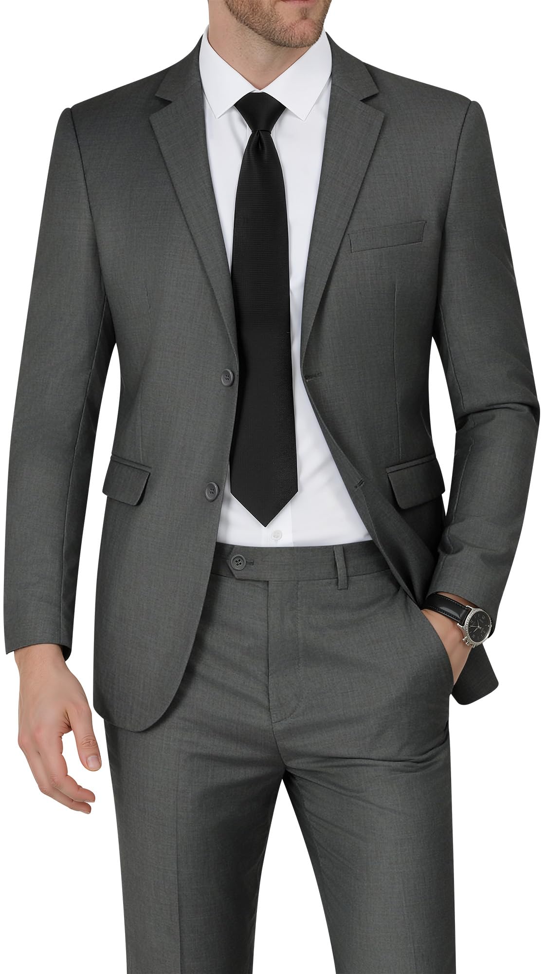 WEEN CHARM Men's Suits Slim Fit 2 Piece Two Button Blazer Wedding Prom Tuxedo Single Breasted Jacket Pants Set