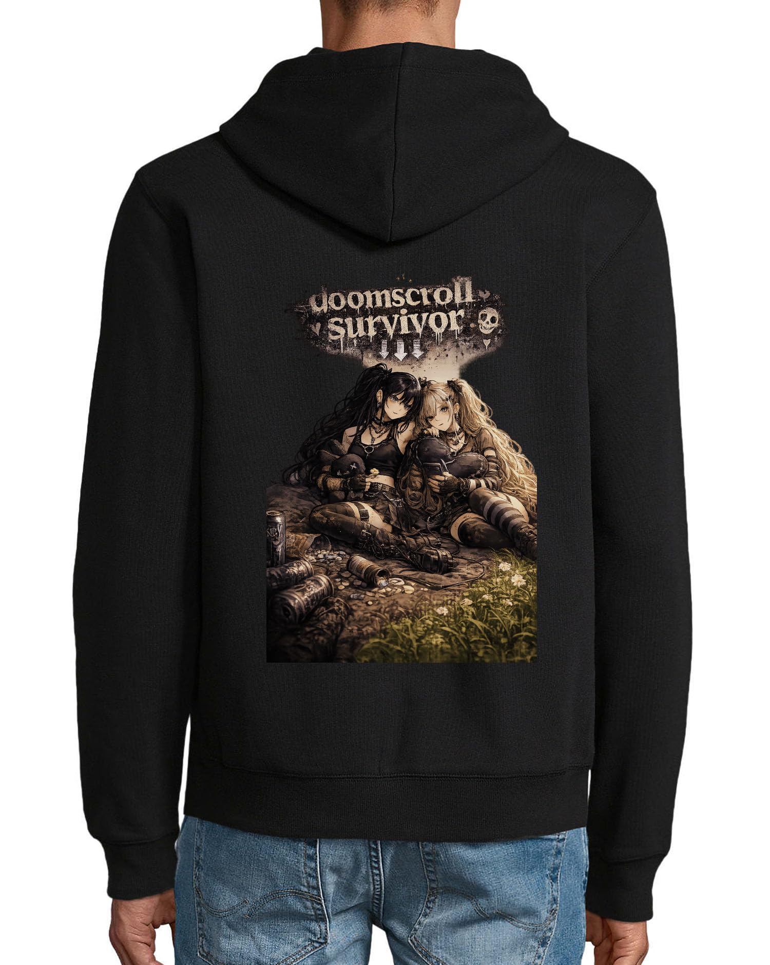 Survivors in Gritty Urban Ruins bluza z kapturem z mieszanki bawełny na zamek bluza z kapturem czarna