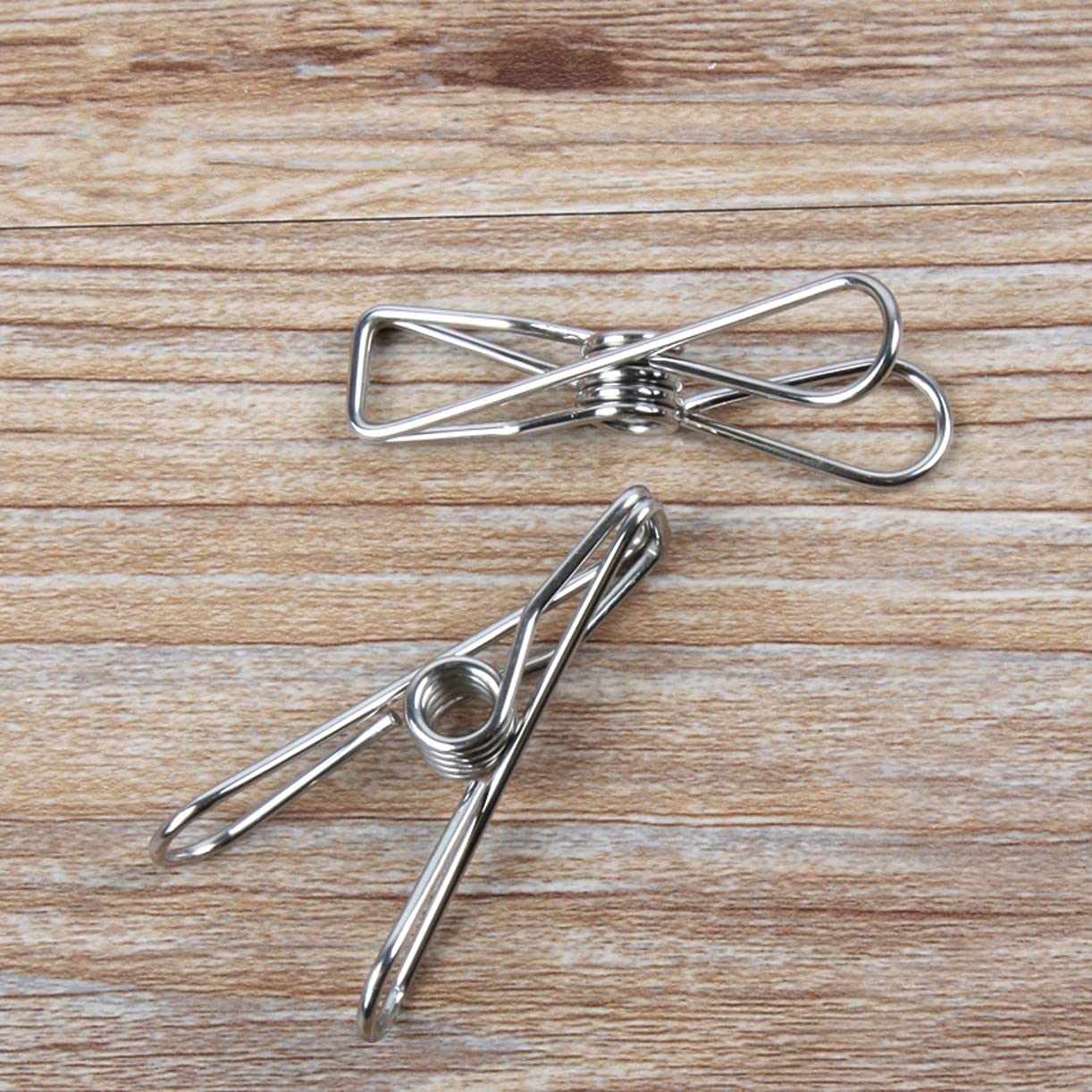 Pinzas de acero inoxidable, clips de resorte de metal, clips universales para colgar en oficinas, cocinas y baños, 5 cm, paquete de 100