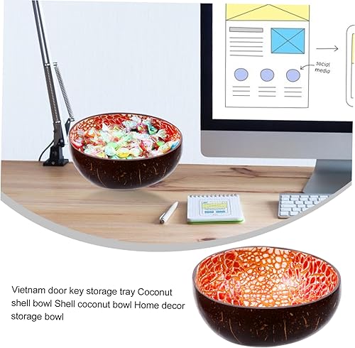 Miniatura 5 de Cuenco de madera de cáscara de coco, cuenco de ensalada de mesa, decoración natural para el hogar, cuenco de almacenamiento de llaves de concha,