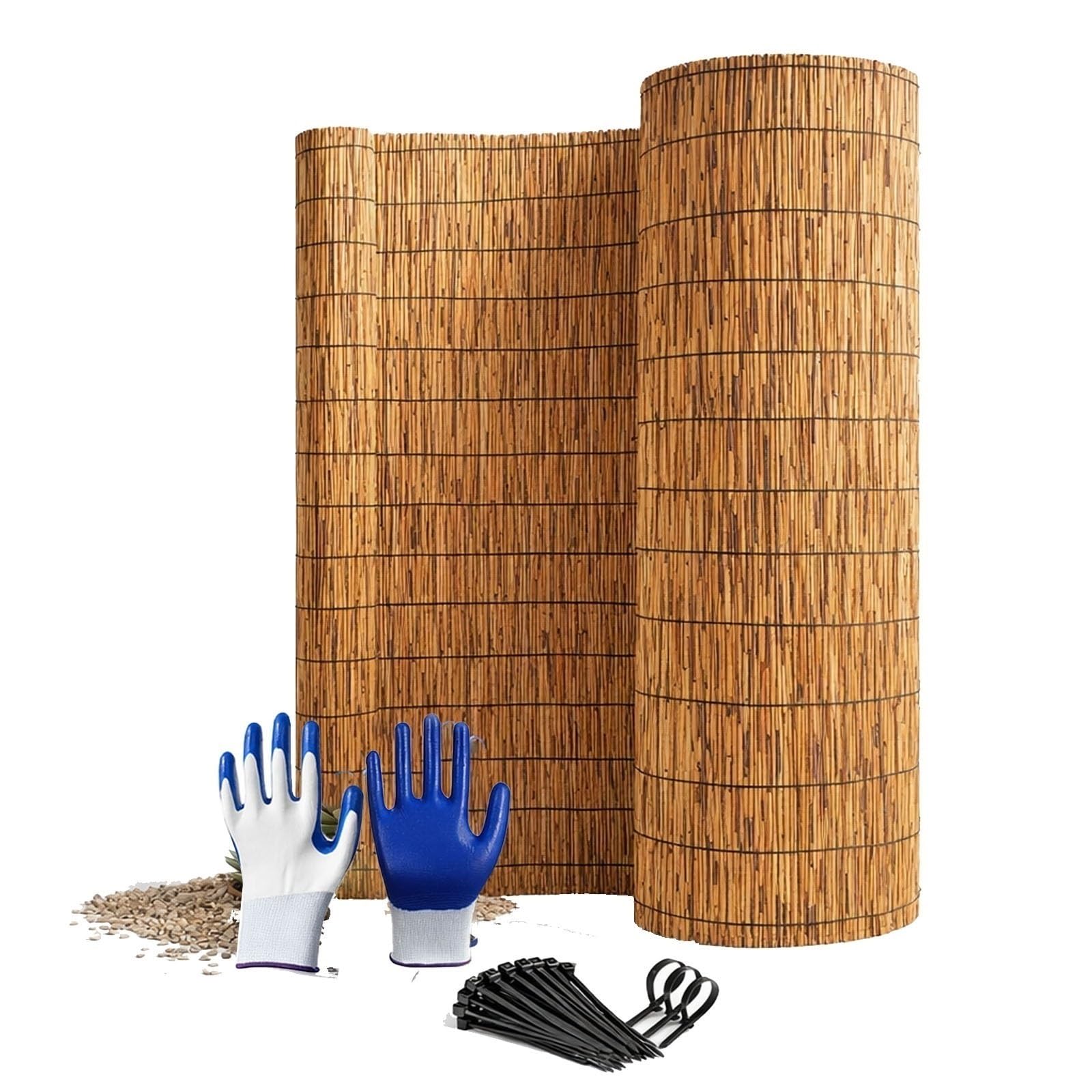 Protection intimité balcon en roseau naturel premium de 90 x 95 cm