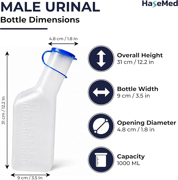 Botella para orinal masculino con tapa 1000 ml miniatura 3