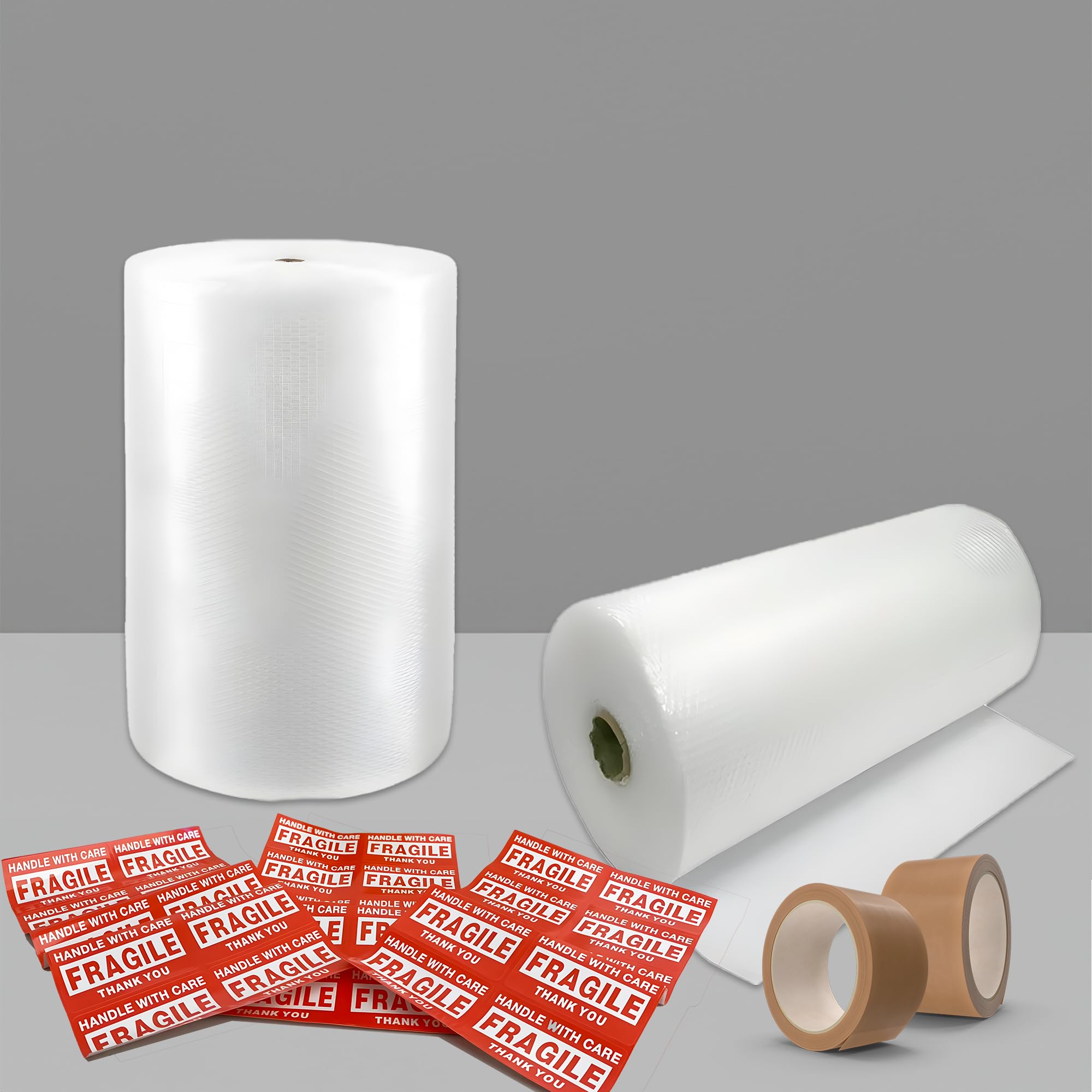 Haibak Bubble Wrap Set 2 Rolls of Bubble Wrap 300mm x 11-2 Packing Tapes, 25 Fragile Stickers and Perforated Every 30cm