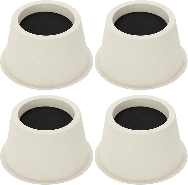 BSTKEY Set of 4 Pieces Round Bed Risers Chair Risers Desk Risers Table Risers Sofa Riser Circular Furniture Risers Lifts (Beige, 5cm)