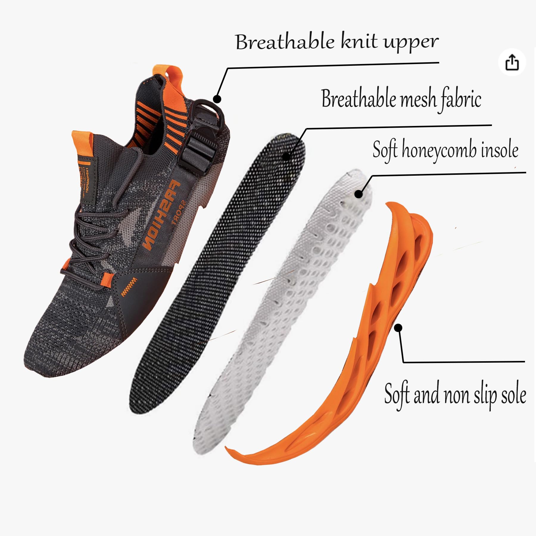 Uomo Donna Running Scarpe da Ginnastica Leggere Traspirante Casual Sportive Mesh Comode Fitness Jogging Sneakers Multicolore EU 36-46