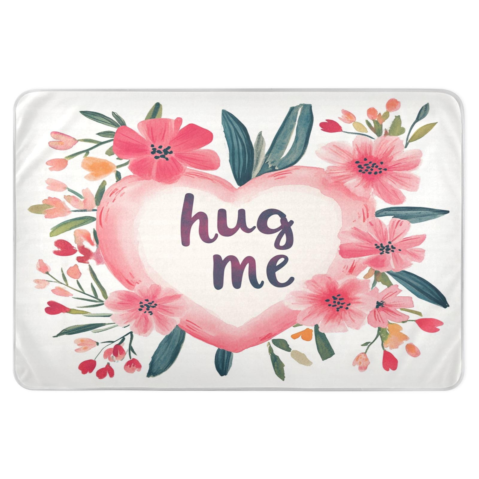 Extra Large Resuable Changing Pad Covers Water Resistant Flat Crib Pads Skin-Friendly Diaper Pads for Toddler Kids 52x34in Valentines Day Flowers Hug Me