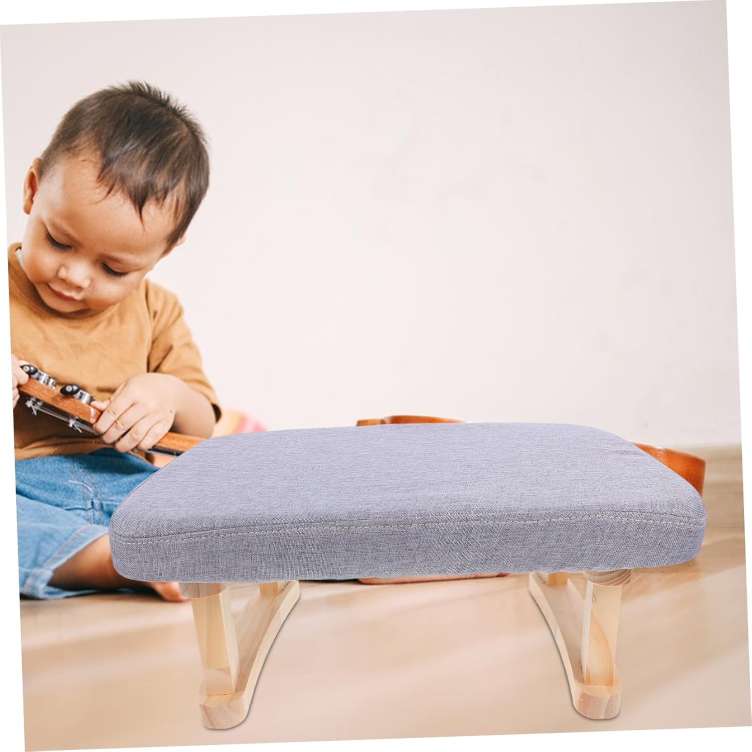 Cabilock Elegant Footstool for Living Room Entryway and Office Soft Upholstered Shoe Changing Stool Legs Versatile Footrest and Meditation Seat Compact Design for Space Saving