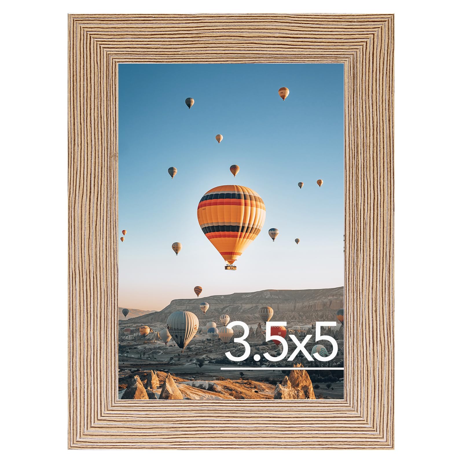 JCJMY 3.5x5 Picture Frame Rustic Brown for Wall or Tabletop, 3.5 x 5 Wall Gallery Poster Photo Frame with Shatter Resistant Plexiglass, Rustic Brown