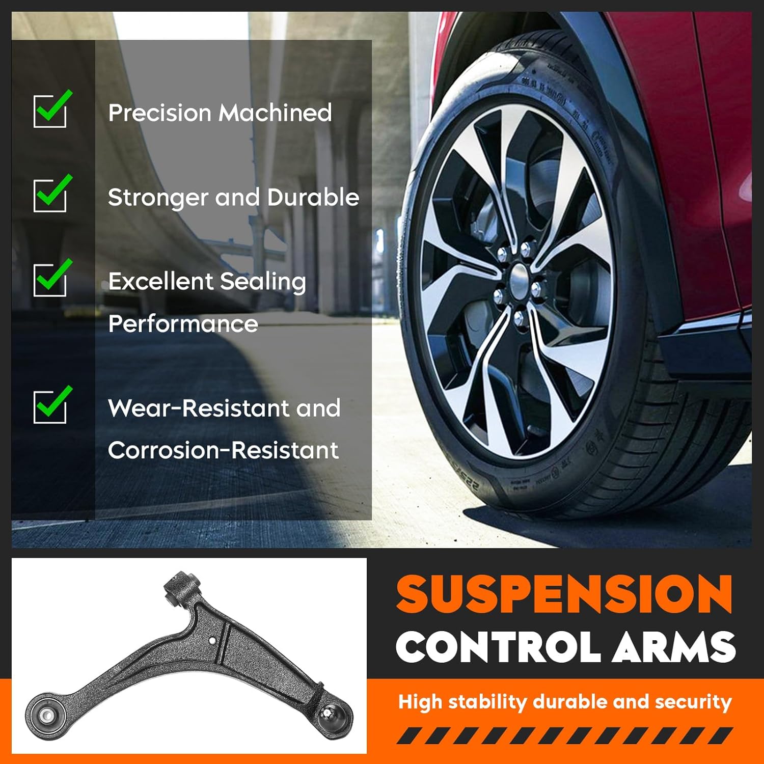 Front Suspension Lower Left + Right Control Arms with Ball Joint Kit Fit for Honda Ridgeline 2006-2014, 2Pcs