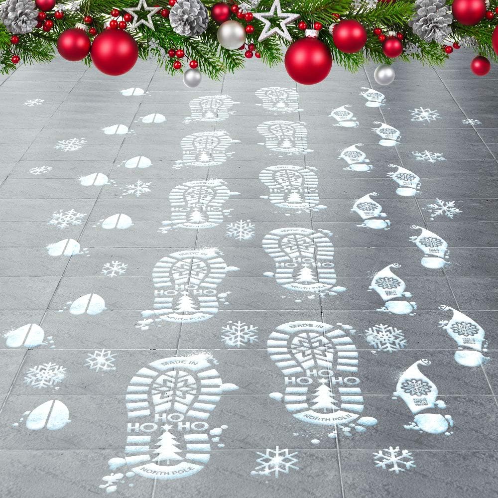 Santa Footprints - 180 Ct Footprint Floor Stickers Kit with Reindeer & Elf