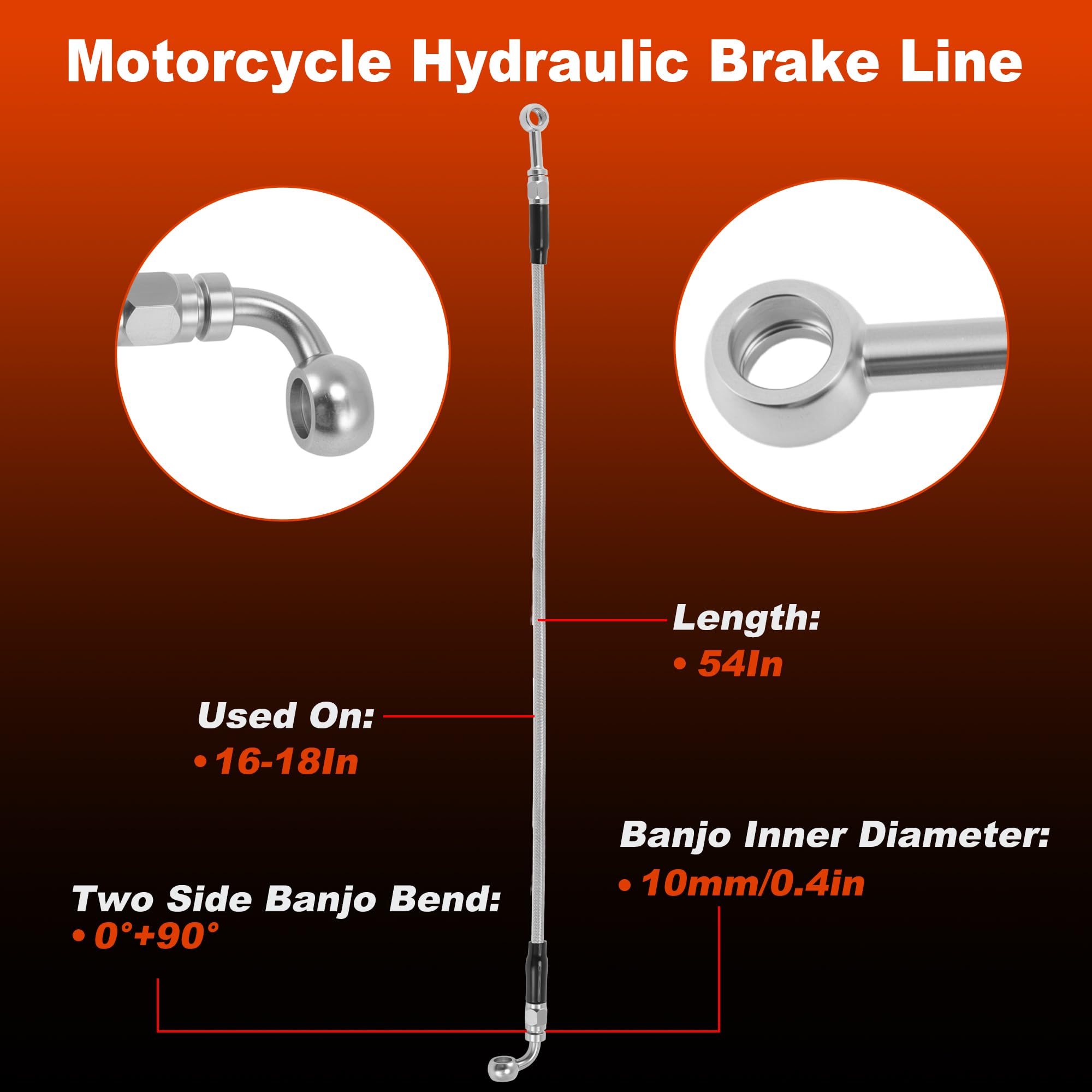 ACROPIX Kit de tuyau d'huile de frein et d'embrayage de moto de 137,2 cm pour guidon de 40,6 à 45,7 cm en acier inoxydable pour Harley Davidson Softail Custom FXSTC 42317-06A Argenté