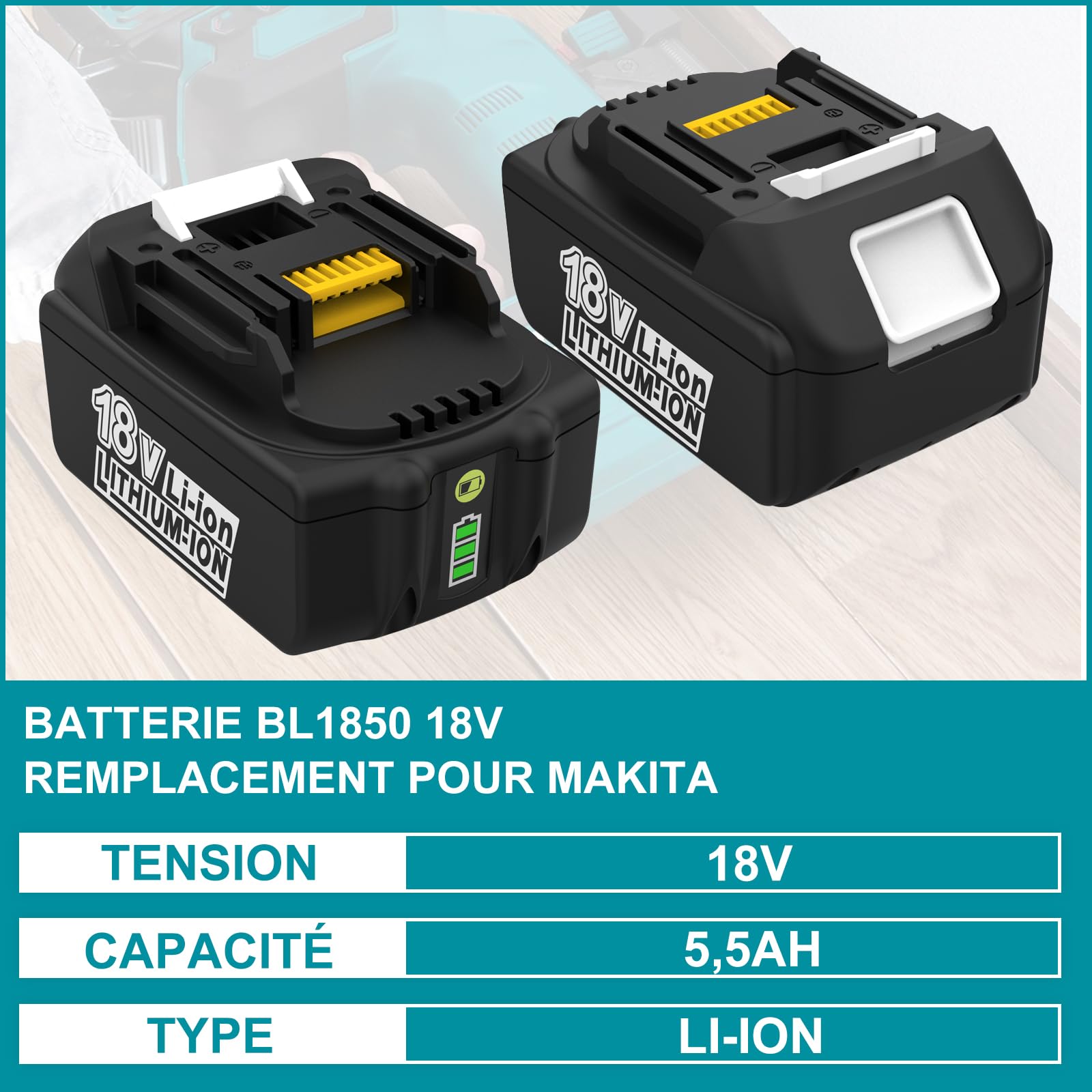 Batería de Iones de Litio de 18V y 5,5Ah para Makita Herramienta de 18V | Compatible con Makita 18V BL1815B BL1830 BL1840 BL1850 BL1850B BL1860 BL1860B