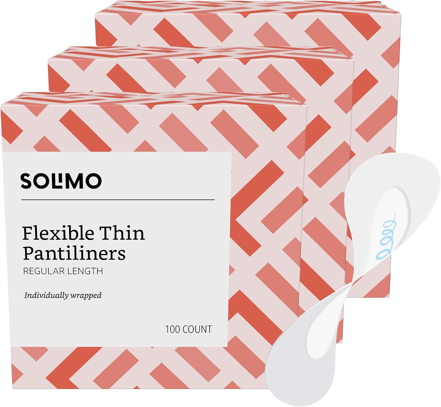  Brand - Solimo Flexible Thin Pantiliner, Regular Length, 300 Count, 3 Packs of 100: Health & Personal Care