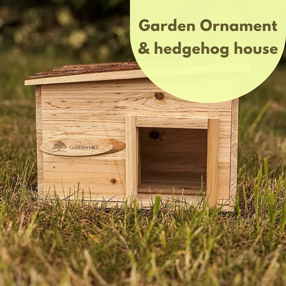 Garden Mile Habitat per riccio hibernation shelter durevole in legno a prova di predatore stazione di alimentazione casa tetto in legno giardino fauna selvatica
