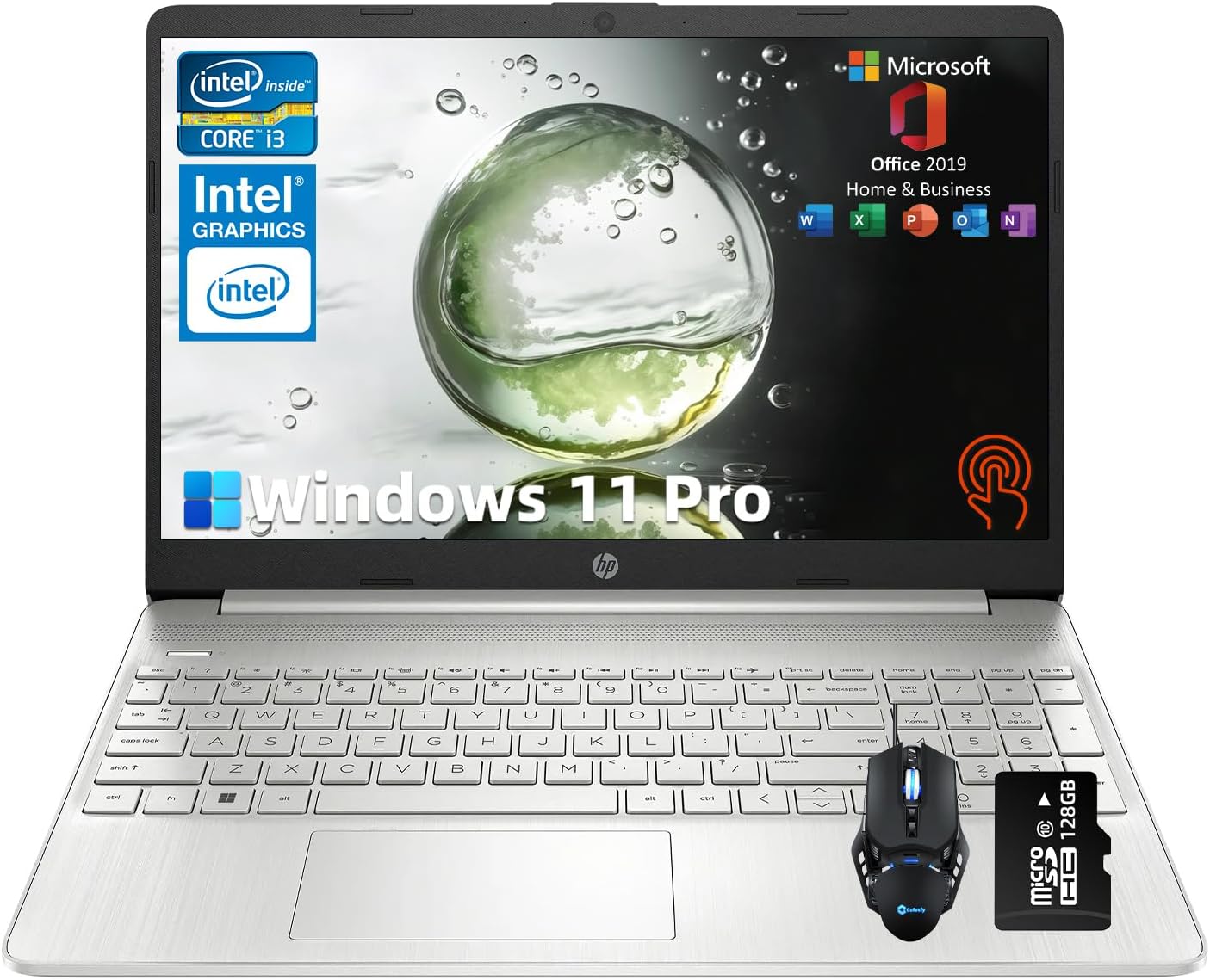 HP 15 Latest Touch Screen 15.6" Laptop, (16GB RAM + 1TB SSD), Intel Core I3-1215U, Windows 11 Pro, Ms Office Pro, 15.6 inches IPS BrightView Display,Bundle Accessories