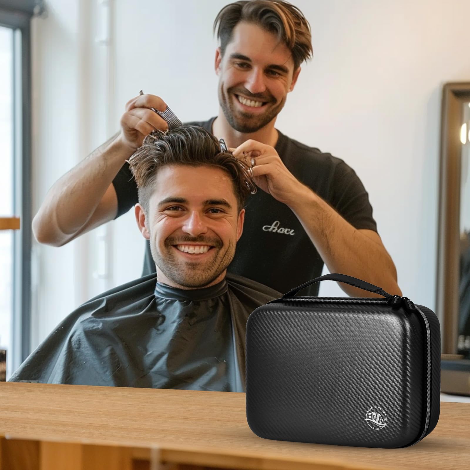 Boobowl Haarschneider Zubehör Tasche für Clipper und Zubehör, Men Hair Trimmer Box, Portable Clipper Aufbewahrungshalter für Haarschneiden, Guard Grooming Kit (nur Box) (Schwarz Silber)