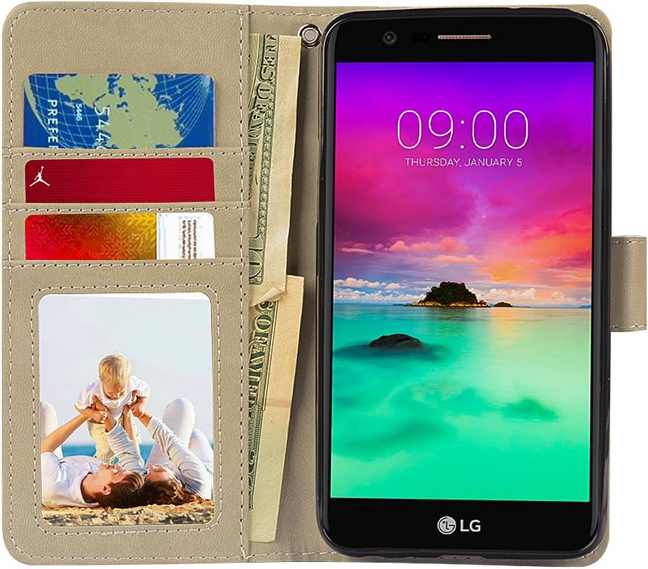 LG stylo 3 Case, UrSpeedtekLive LG stylo 3 Wallet Case, Premium PU Leather Flip Wallet Case Cover w/Card Slots & Kickstand Compatible with LG stylo 3, Elephant 2