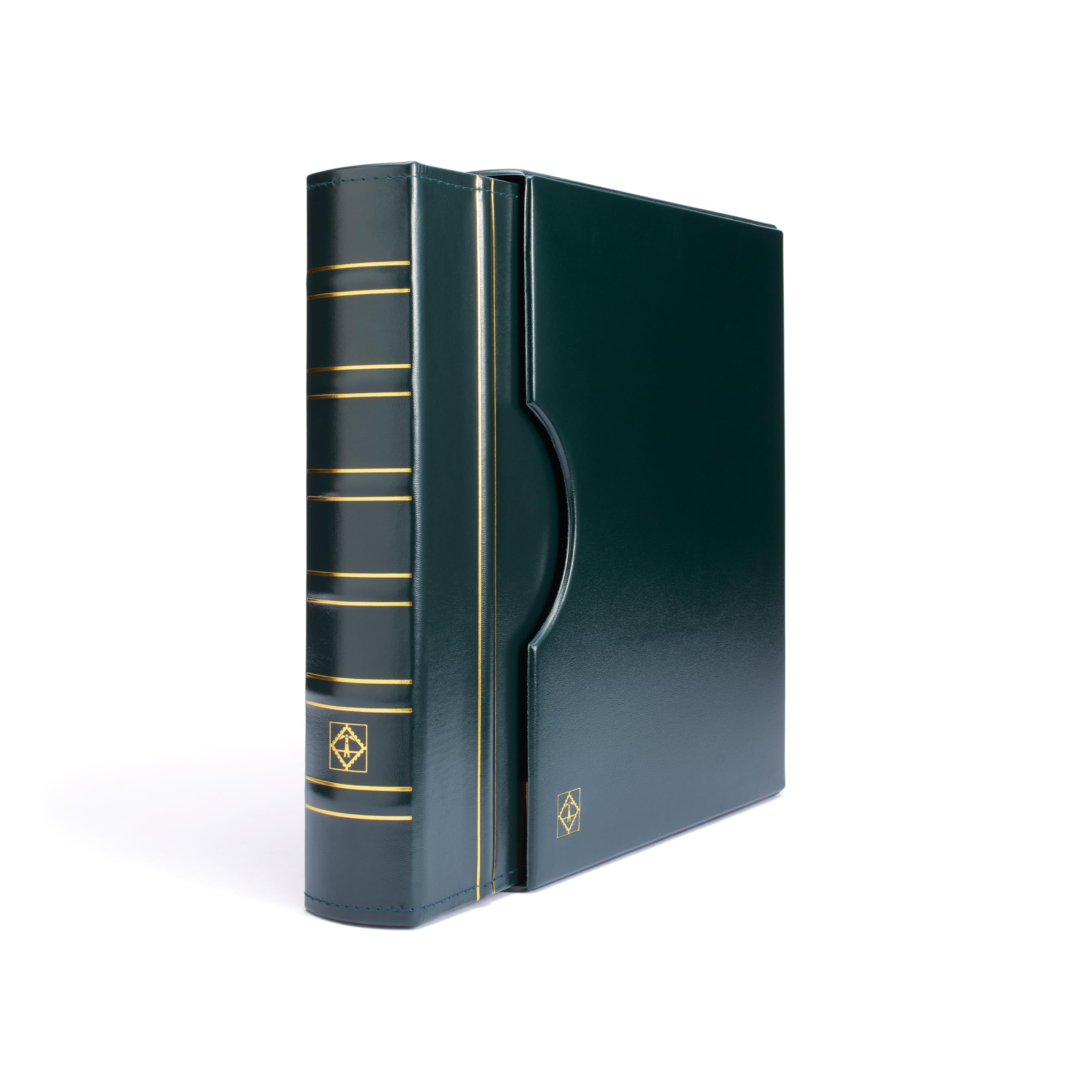 Leuchtturm 317159 Album per Monete Grande - Raccoglitore ad Anelli per l'autoprogettazione in Design Classico - Incluso Astuccio - Verde