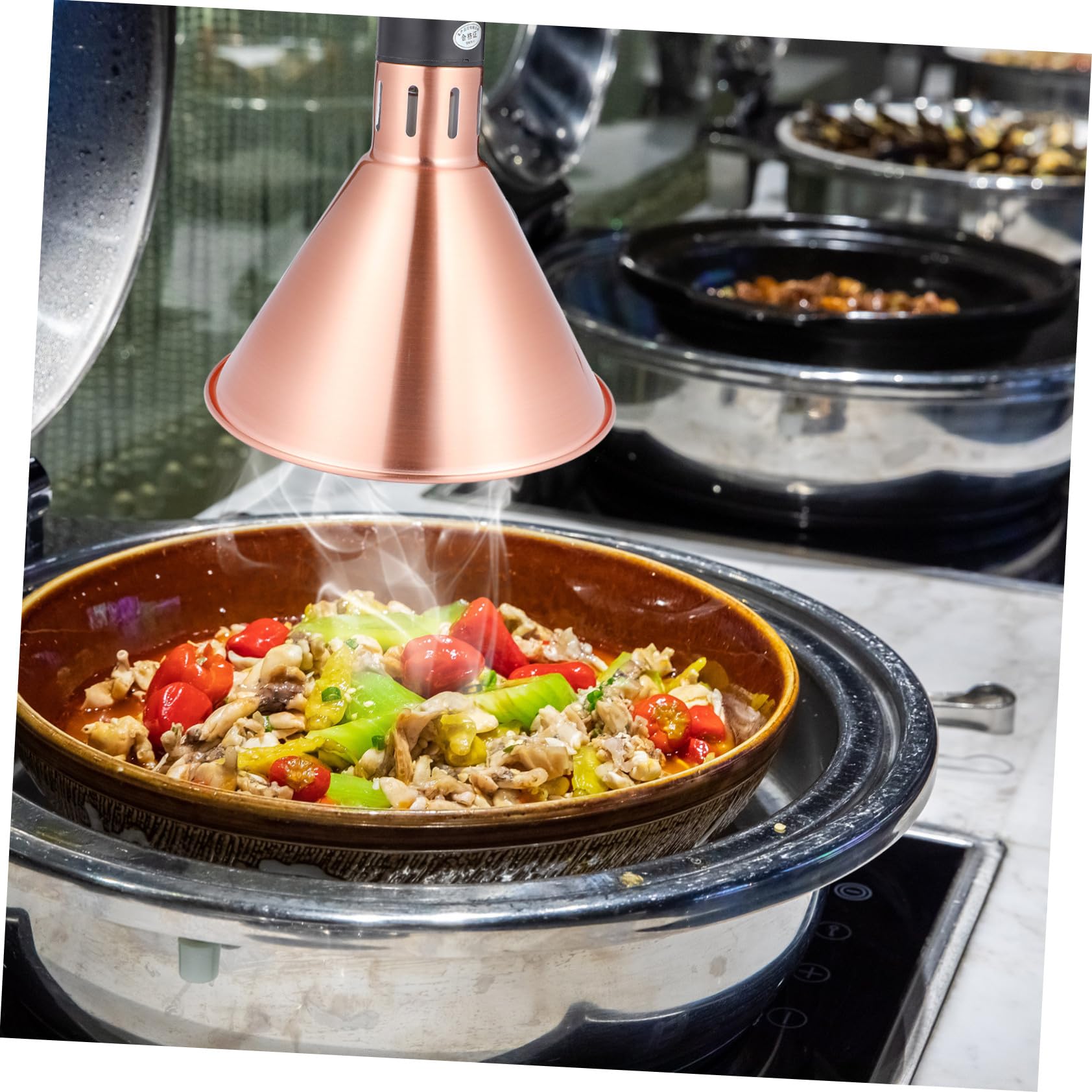 Ipetboom Lampada Riscaldante Telescopica in Metallo Lampadario Scaldavivande Altezza Regolabile Luce per Buffet Professionale per Hotel Ristorante e Cucina