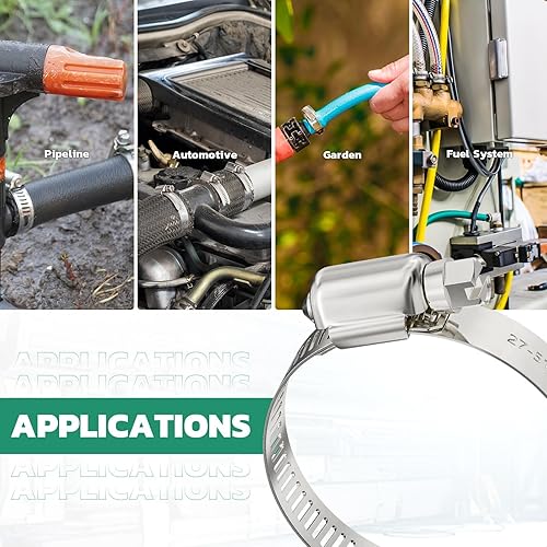 Miniatura 15 de Juego de 24 abrazaderas de manguera de acero inoxidable ajustables de 1/2"– 3/4" (13-19mm) con engranaje sinfín, abrazaderas de manguera de metal