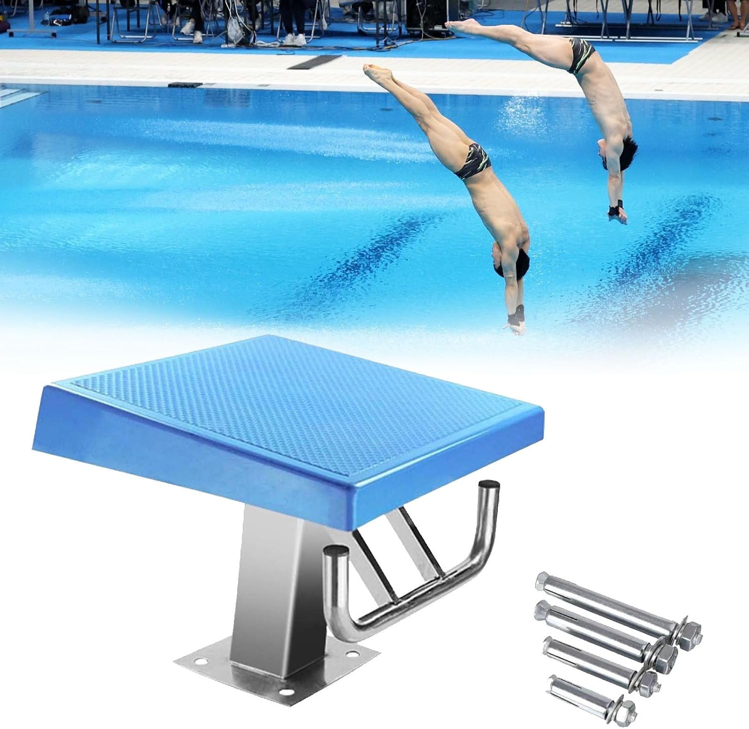 Non-Slip Diving Platform with Stainless Steel Base, Heavy-Duty 15° Inclined Board for Pool, & Training Use, Supports 550lbs Load, Ideal for Athletes & ES