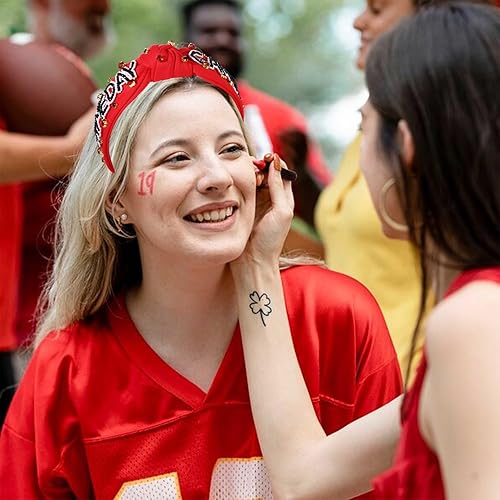 Miniatura 2 de YAHPERN Diadema anudada con perlas de cristal, accesorio para el cabello para el día del partido, rojo 1