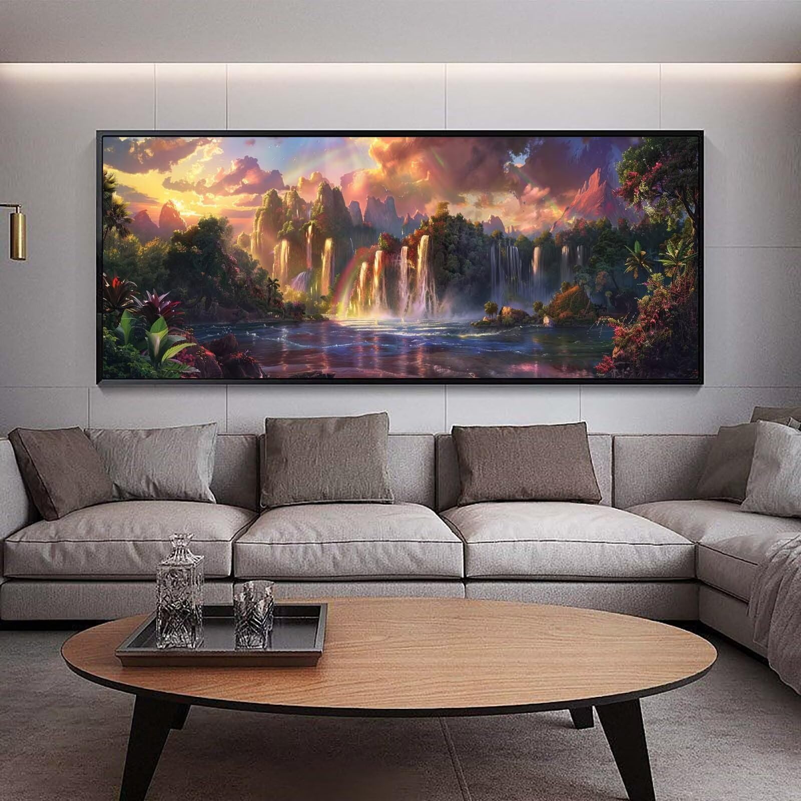Diamond Painting Groß xxl 150 x 60 cm Wasserfall Diamant Painting Bilder Erwachsene Malen nach Zahlen Landschaft DIY Voll Round diamond painting zubehör Set，Wohnzimmer und Schlafzimmer WanddekoD36