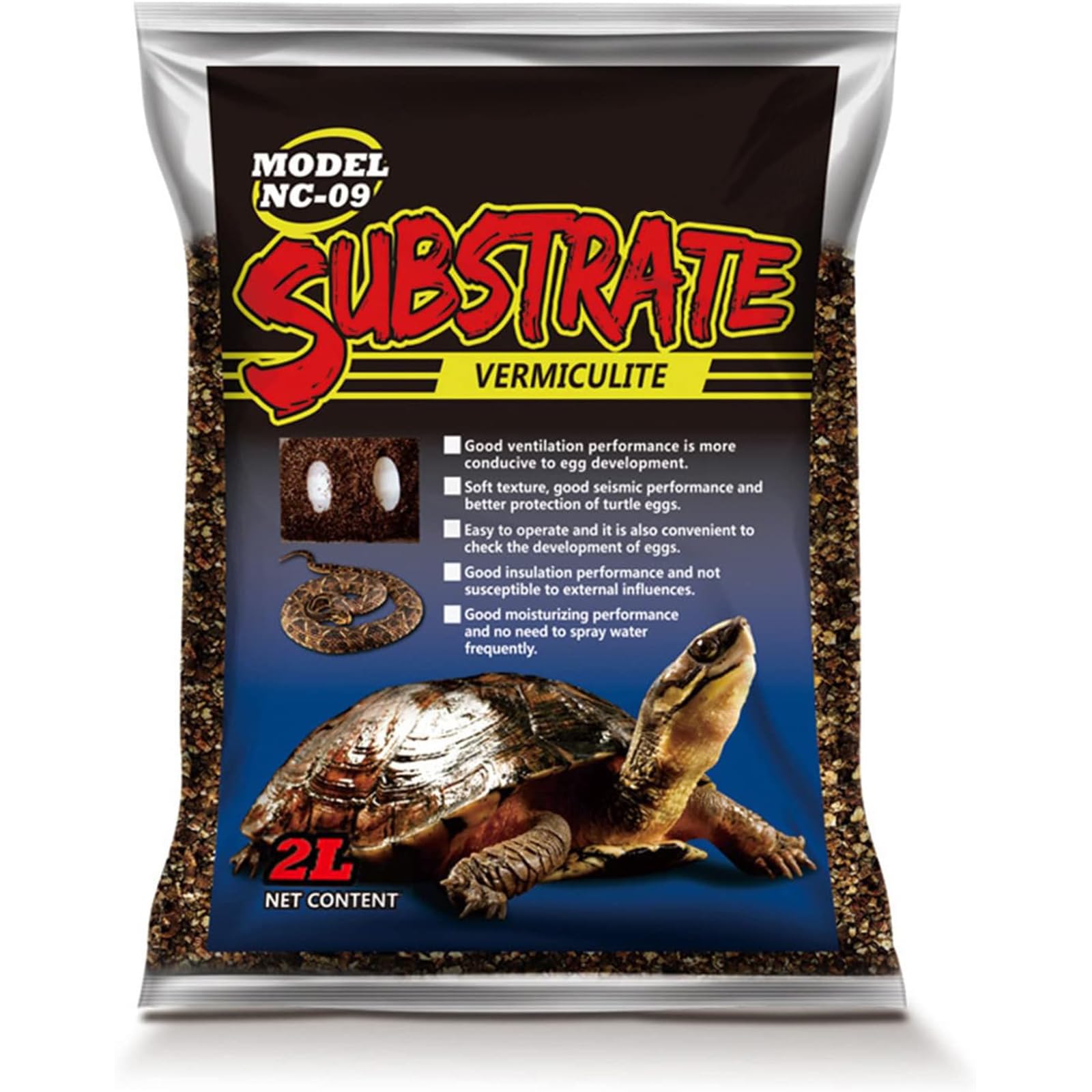 Hamiledyi Reptile Substrate Vermiculite Bedding Snake Hibernant moisturizing Soil Terrarium Bedding for Snake Tortoise Lizard Hatching Eggs(2.1Quart/