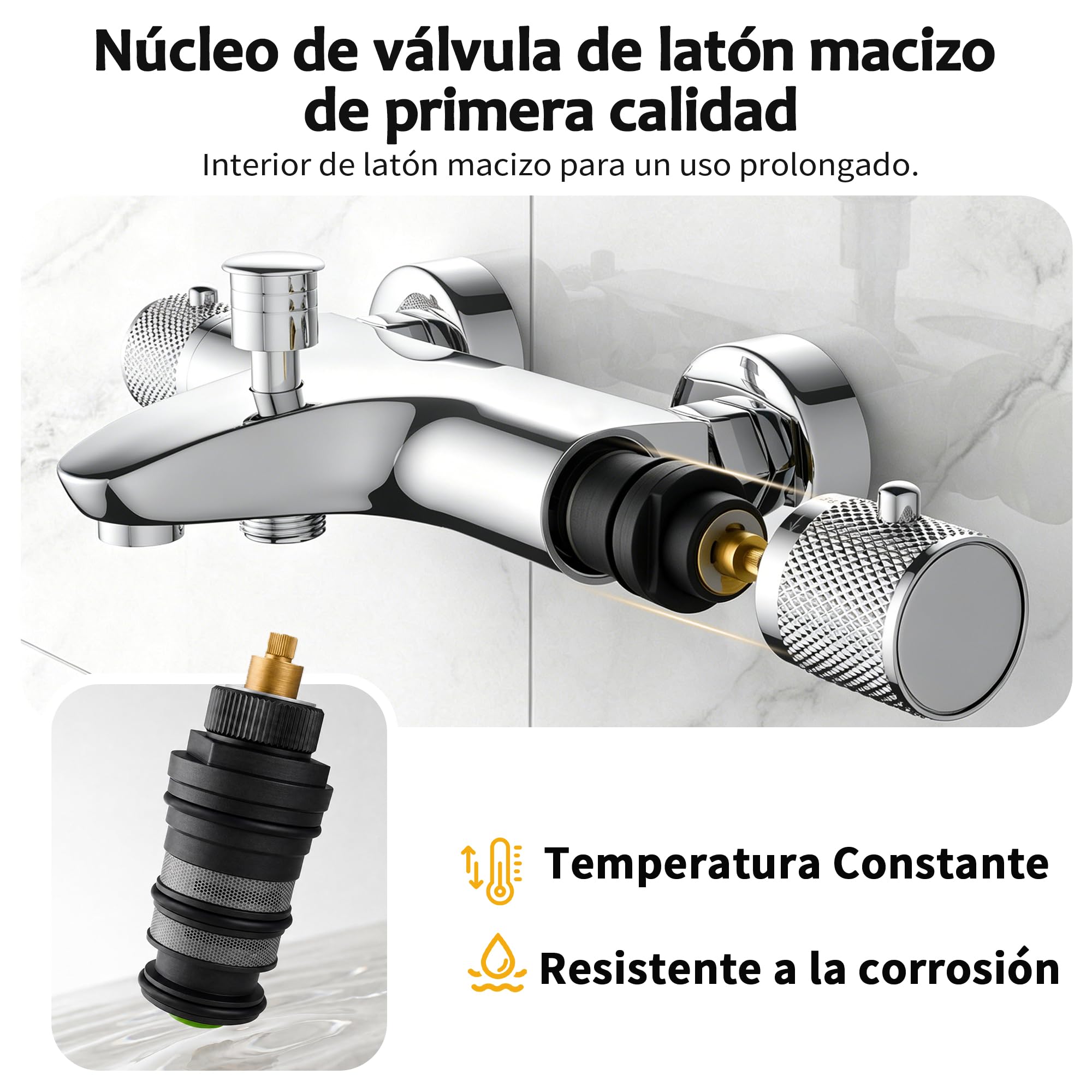Mezclador Termostatico para Baño,Grifo Ducha Thermostatico,Grifo de Ducha,Cromo