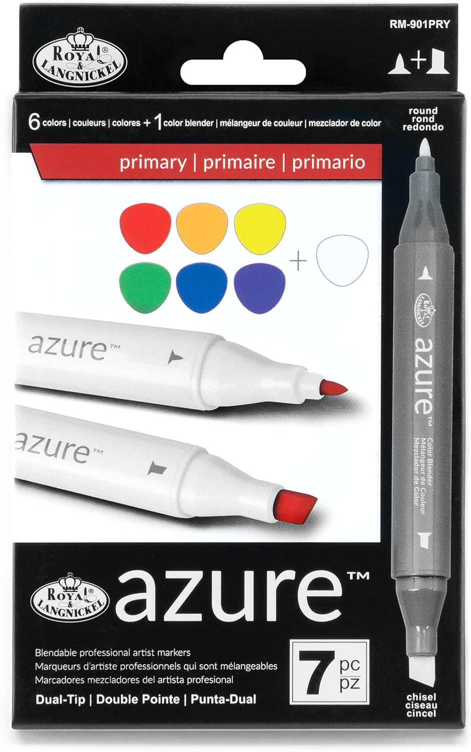 Royal Brush Primary Colors Azure Marker Set (7 per Pack), Multicolor