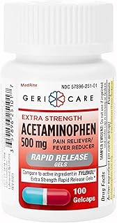 Acetaminophen 500mg Extra Strength - 100 Rapid Release Gelcaps - Over-The-Counter Medication