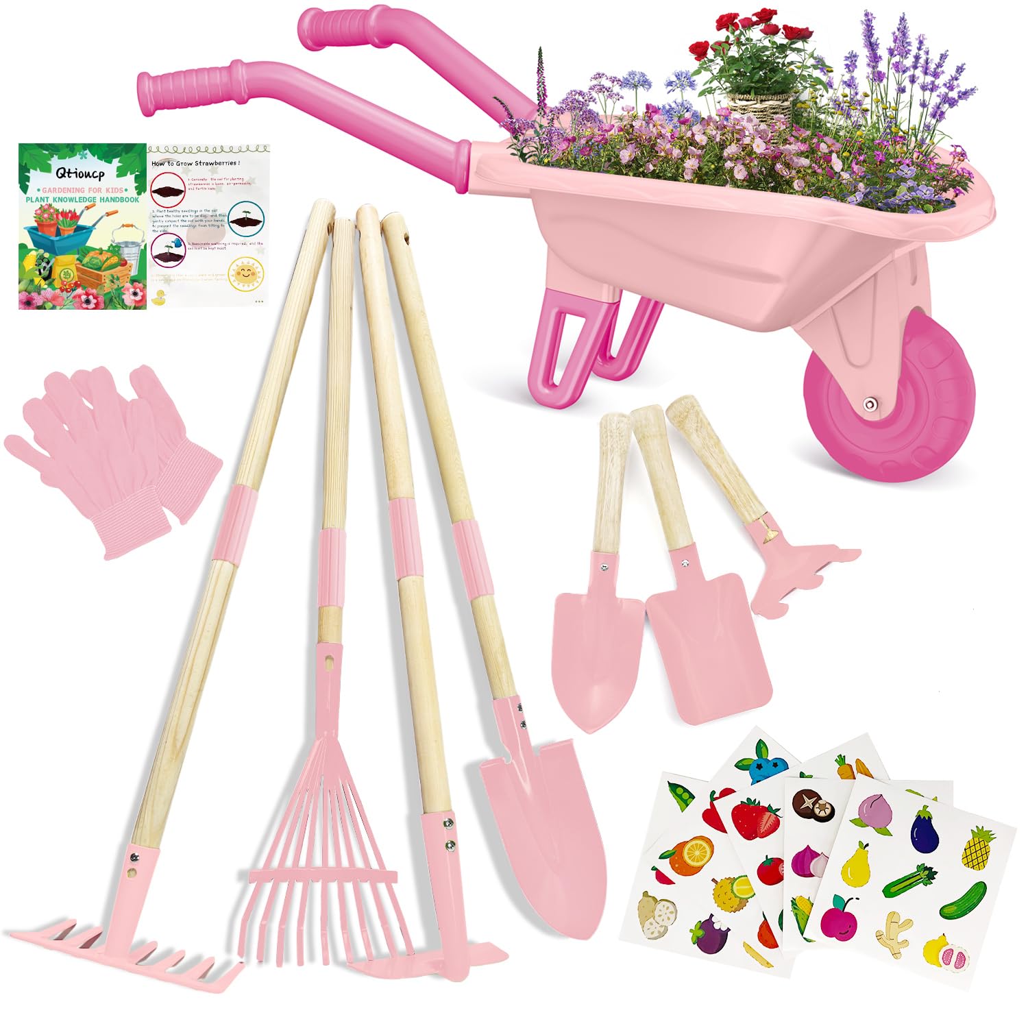 Kids Gardening Tools Outdoor Toys Set Backyard Play with Wheelbarrow Educational STEM Learning Pretend Toys Outdoor Indoor for Toddlers Kids Boys Girls