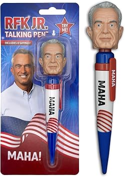 RFK Jr. Talking Pen - Fathers Day Present for Dad - Press His Head & Hear 8 Real Voice Quotes - Funny Political Gag Gift for Men, Unique RFK Gifts - Novelty Desk Toy & Conversation Starter