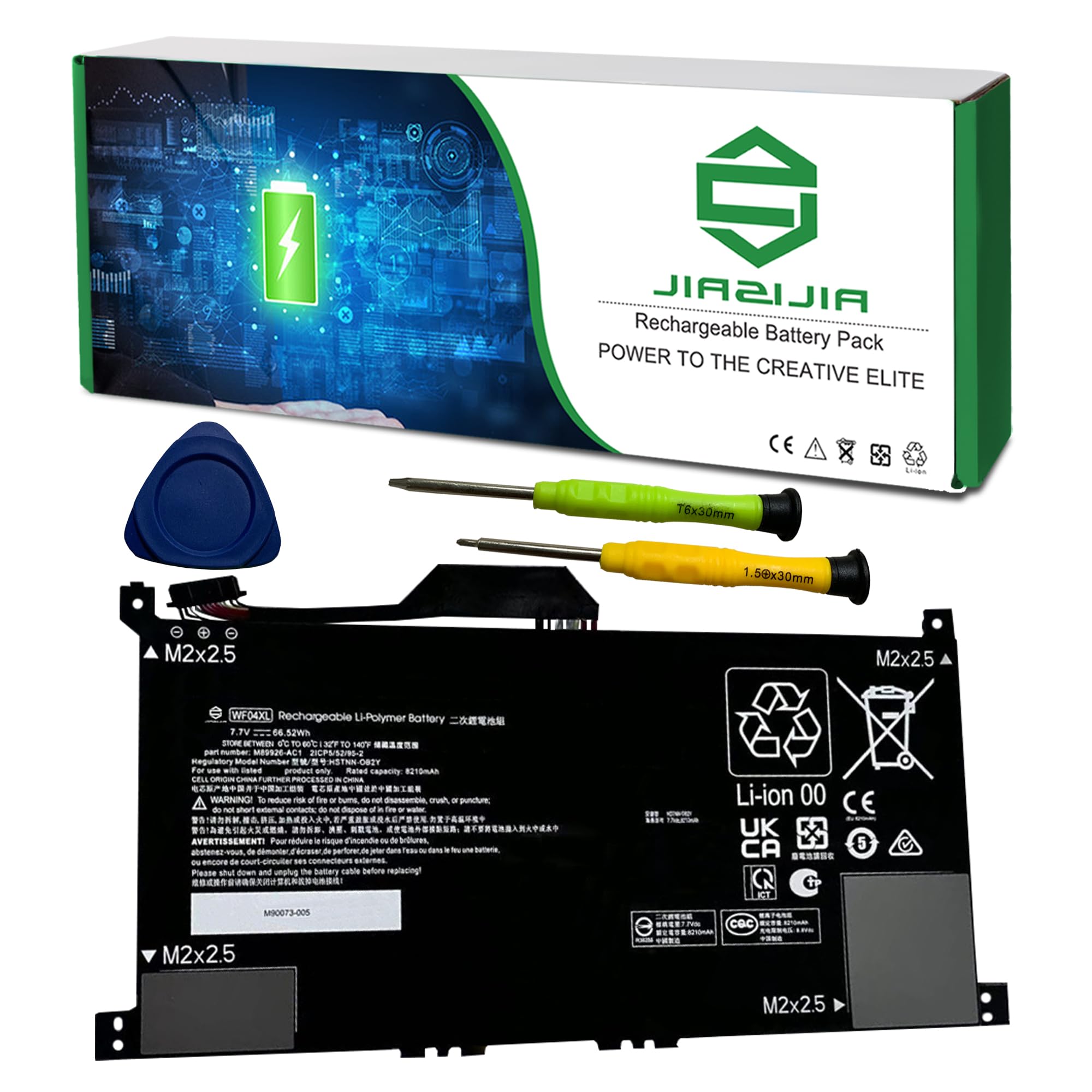 JIAZIJIAWF04XL Laptop Battery Replacement for HP Envy X360 2-in-1 13-BF0000 Series Notebook M90073-005 M89926-AC1 HSTNN-OB2Y TPN-IB0O M89926-1D1 WF04066XL Black 7.7V 66.52Wh 8210mAh