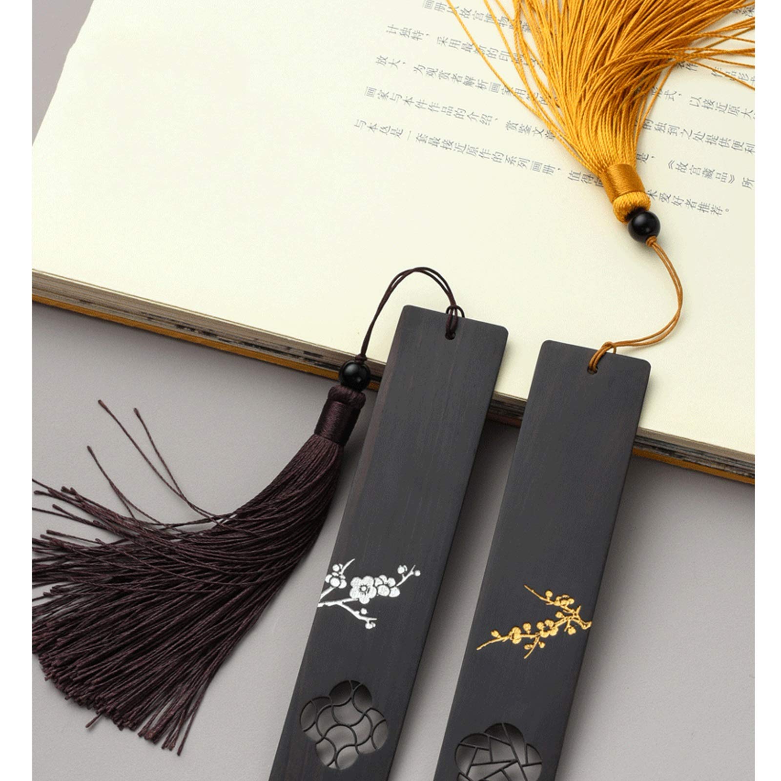Segnalibri Dipinto a Mano Classico Tassel Segnalibro, Legno Fatti a Mano di Scultura di Legno Naturale Preferiti, Accessori Libro, Regalo for i Lettori segnalibro (Color : B)