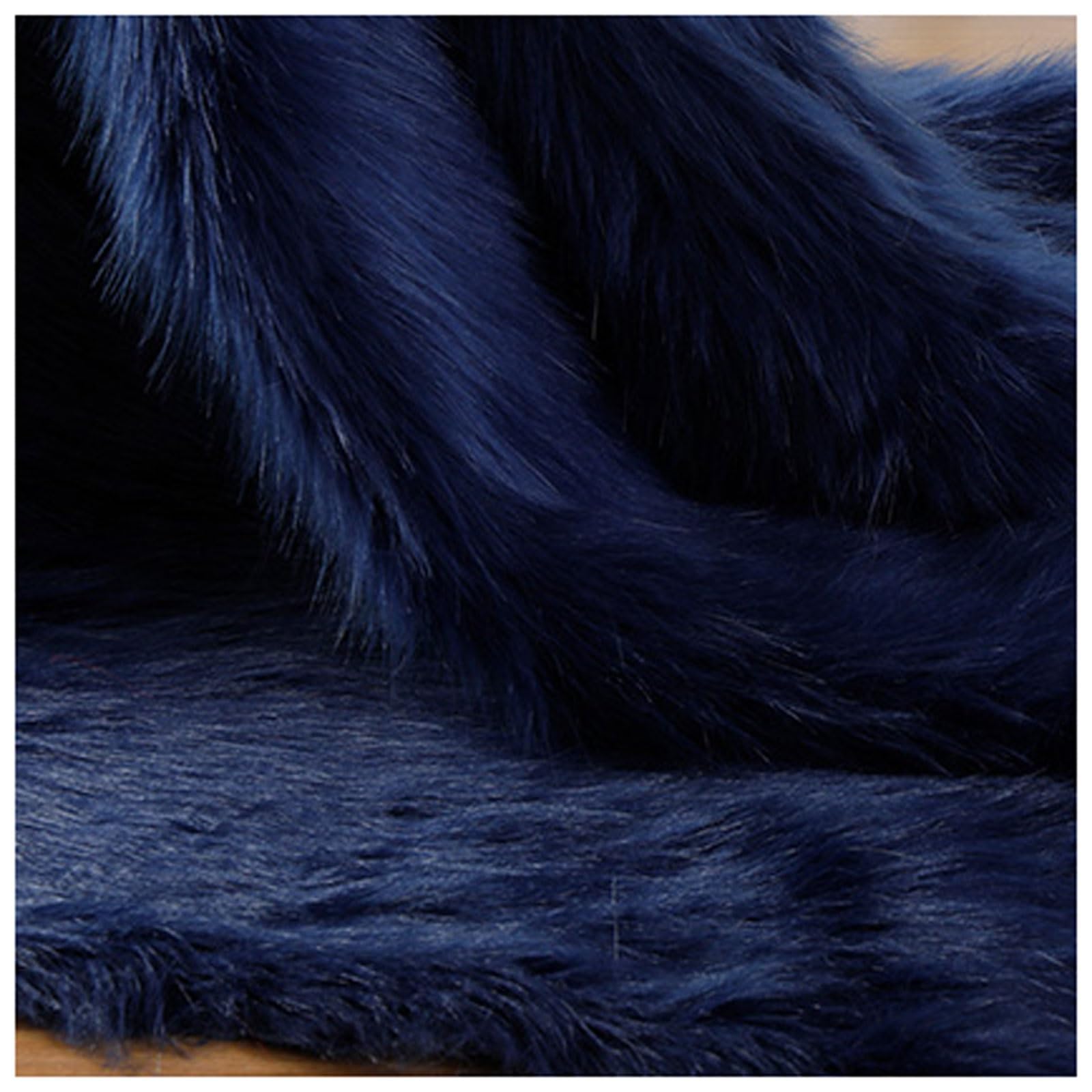 Long Pile Faux Fur Fabric, Fluffy Decorative Fake Fur Material, 5cm Soft Plush Faux Imitation Fur Material For Fancy Dressed, Costume, Cosplay, Gnome Beards, Art Crafts, Fursuit, 50x50cm(Color:Dark bl