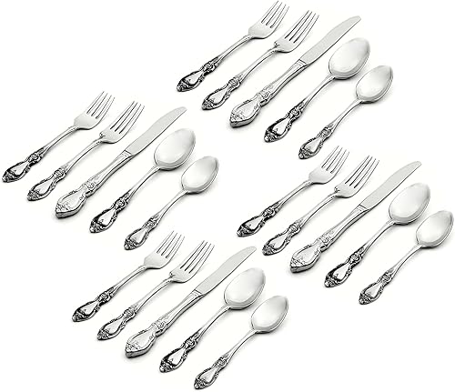 Miniatura 6 de Oneida Louisiana - Juego de cubiertos finos de 20 piezas, servicio para 4, acero inoxidable 188