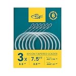 SF 6PCS Pre Tied Loop Fly Tapered Leader Nylon Fly Fishing Trout Leader Line 7.5FT-3X