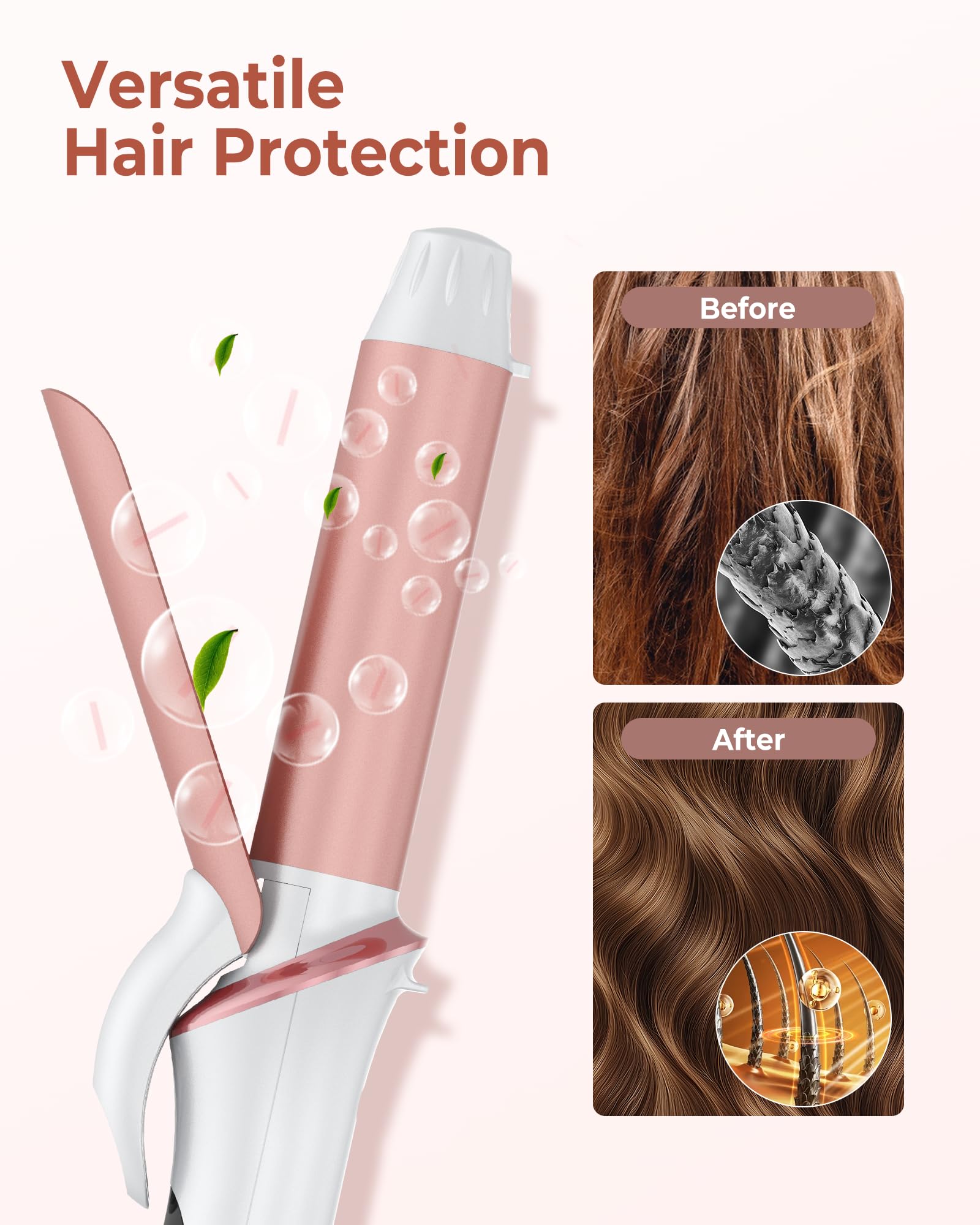 25mm Ferro Arricciacapelli Professionale, Ferro Capelli Mini Piastra in Ceramica, Piastra Arricciacapelli per Capelli Corti e Lunghi, Arriccia Capelli 5 Temperature Regolabili, Display LCD(Bianco)