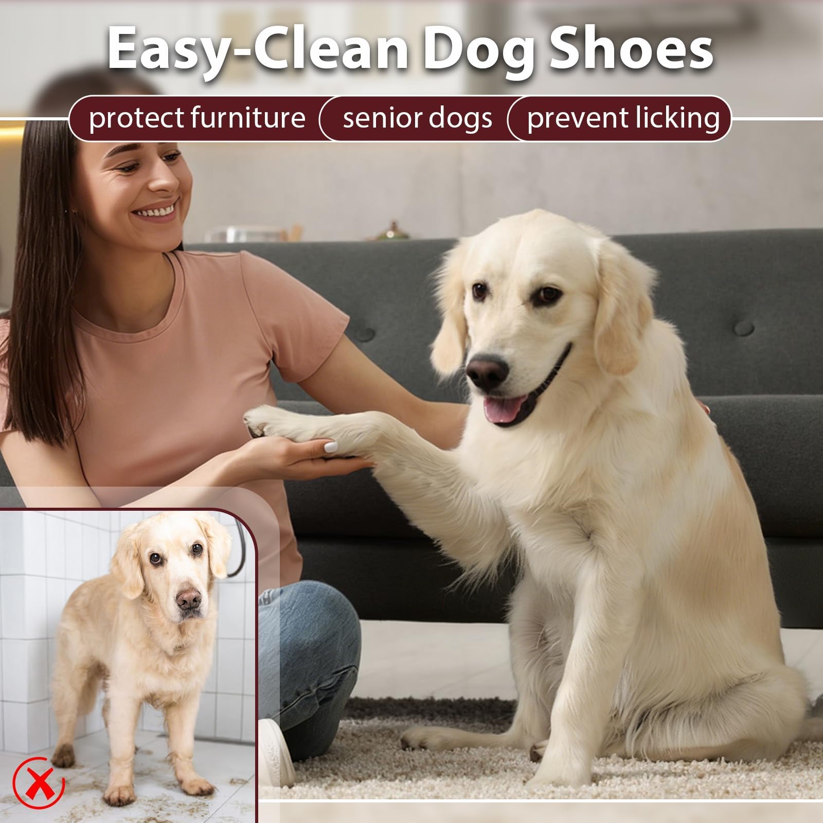 Bottes à bretelles pour chien, raquettes de neige d'hiver pour petits chiens, bottes imperméables pour la pluie, la boue, antidérapantes pour chiens actifs, protection de pattes réfléchissante