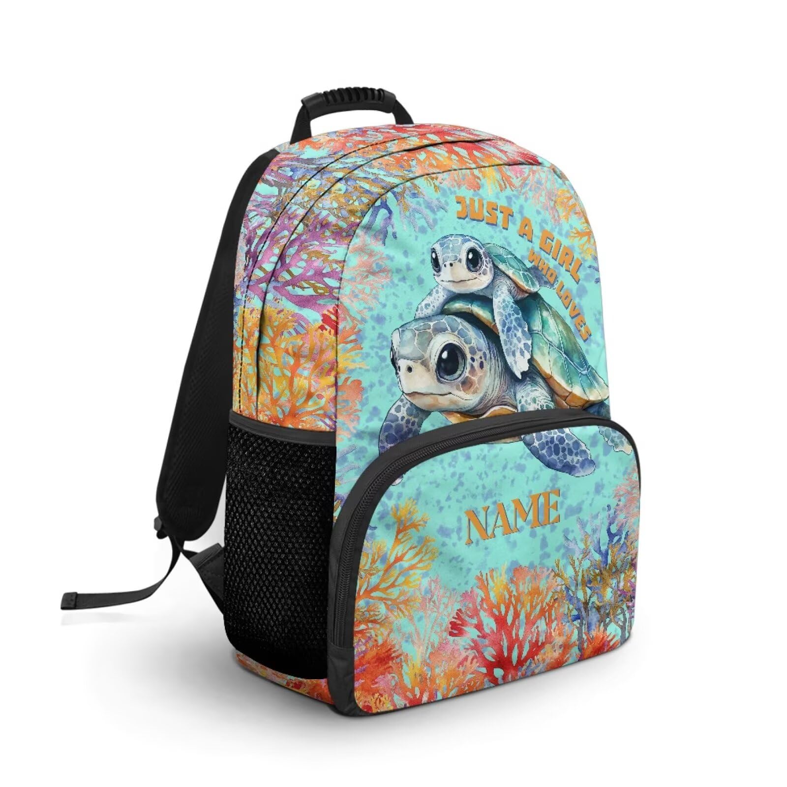 COEQINE Mini zaino per ragazze dai 3 ai 5 anni con stampa di tartarughe marine per bambini in età prescolare asilo zaini leggeri per laptop per bambini dai 6 agli 8 anni personalizzati con nome