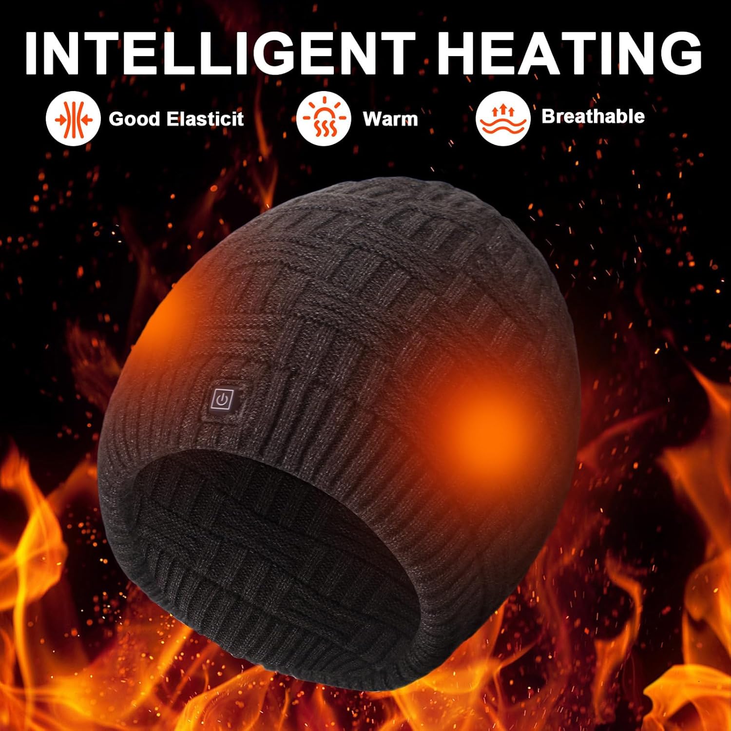 Handepo 2 Pack Winter Heated Beanie Hat for Women Men Battery Heat Knit Cap for Skiing Fishing Hiking Working, Slate Grey(3.7V Rechargeable Battery Not Included) - Image 3