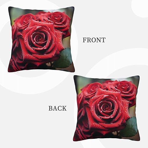 Miniatura 3 de Fundas de almohada cuadradas decorativas para sofá, hermosas fundas de almohada con rosas rojas, funda de cojín de doble cara para sala de estar,