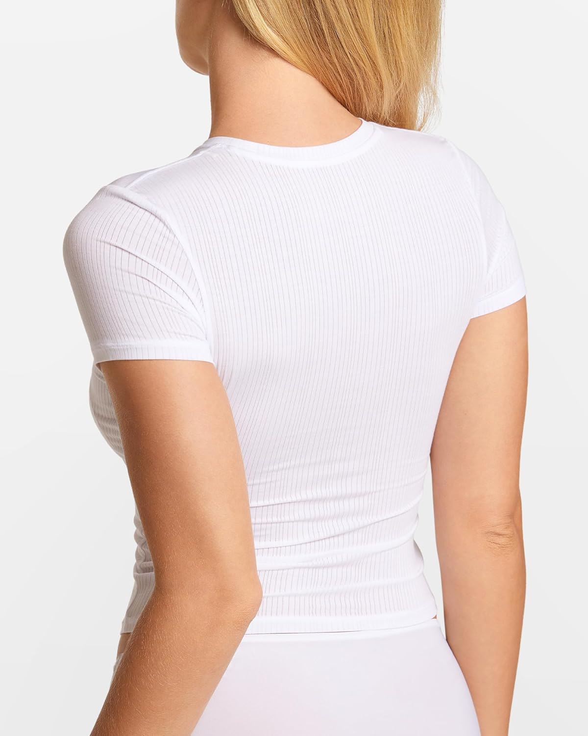 Natrelax Short Sleeve Going Out Tops for Women Modal Ribbed T Shirt Crewneck Summer Basic Slim Fit Sleep Tee - Image 2