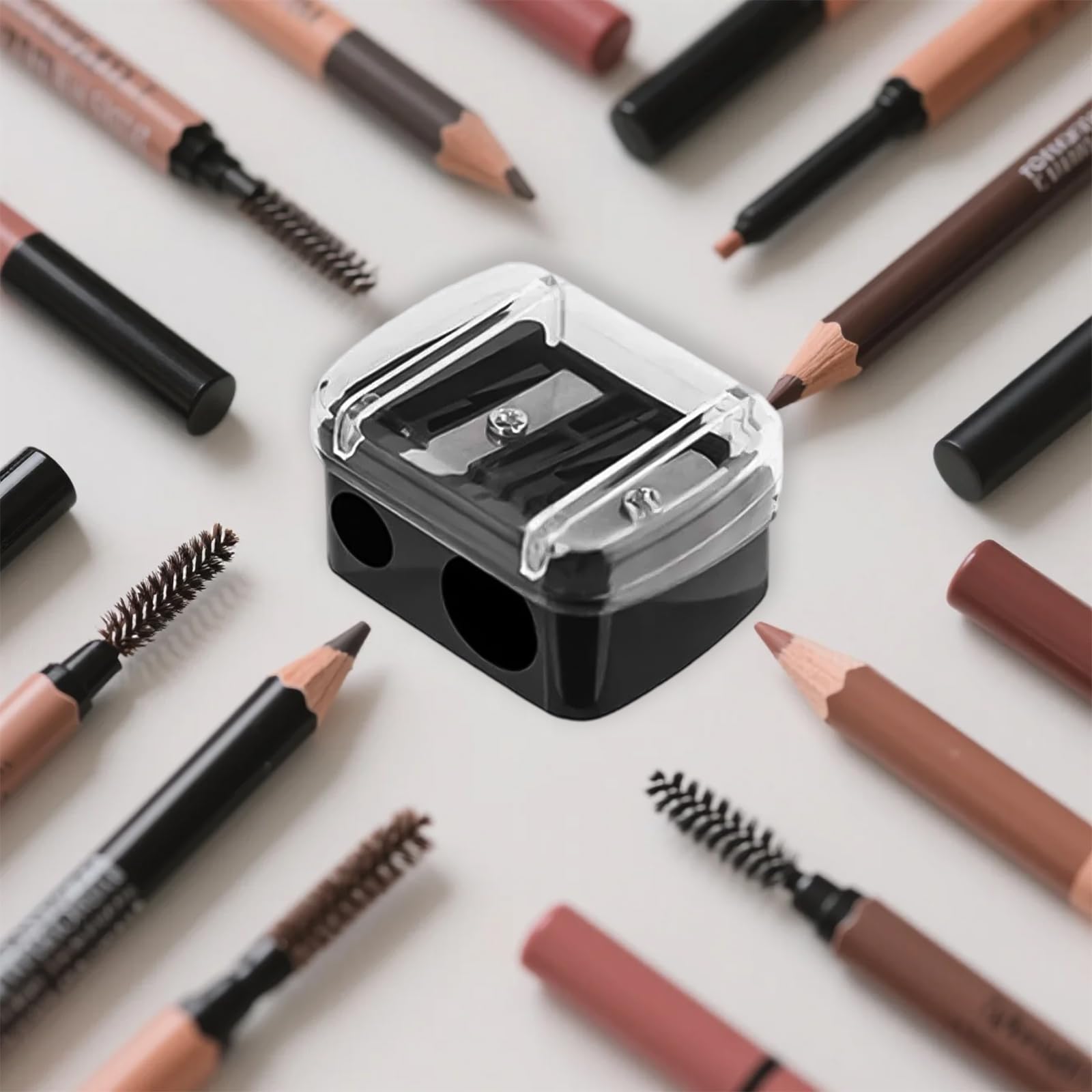 2 Pezzi Temperamatite di Bellezza, Temperino Matita Occhi, Adatto per Eyeliner, Matita per Sopracciglia, Facile da Trasportare (Nero)
