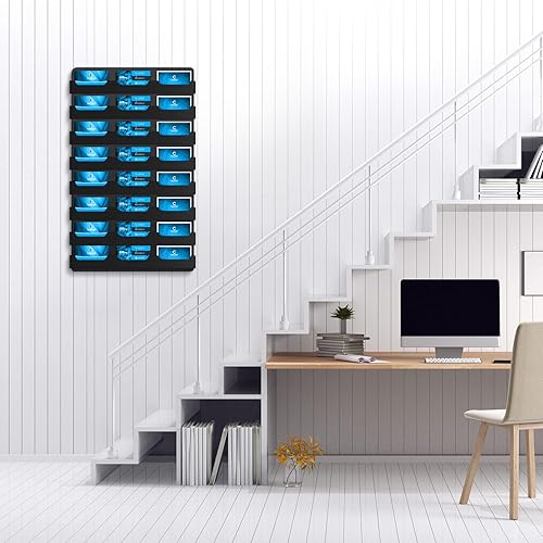 Miniatura 6 de Ireer Tarjetero para pared, soporte para tarjetas de visita de acrílico negro, organizador colgante de pared, soporte de exhibición de calcomanías