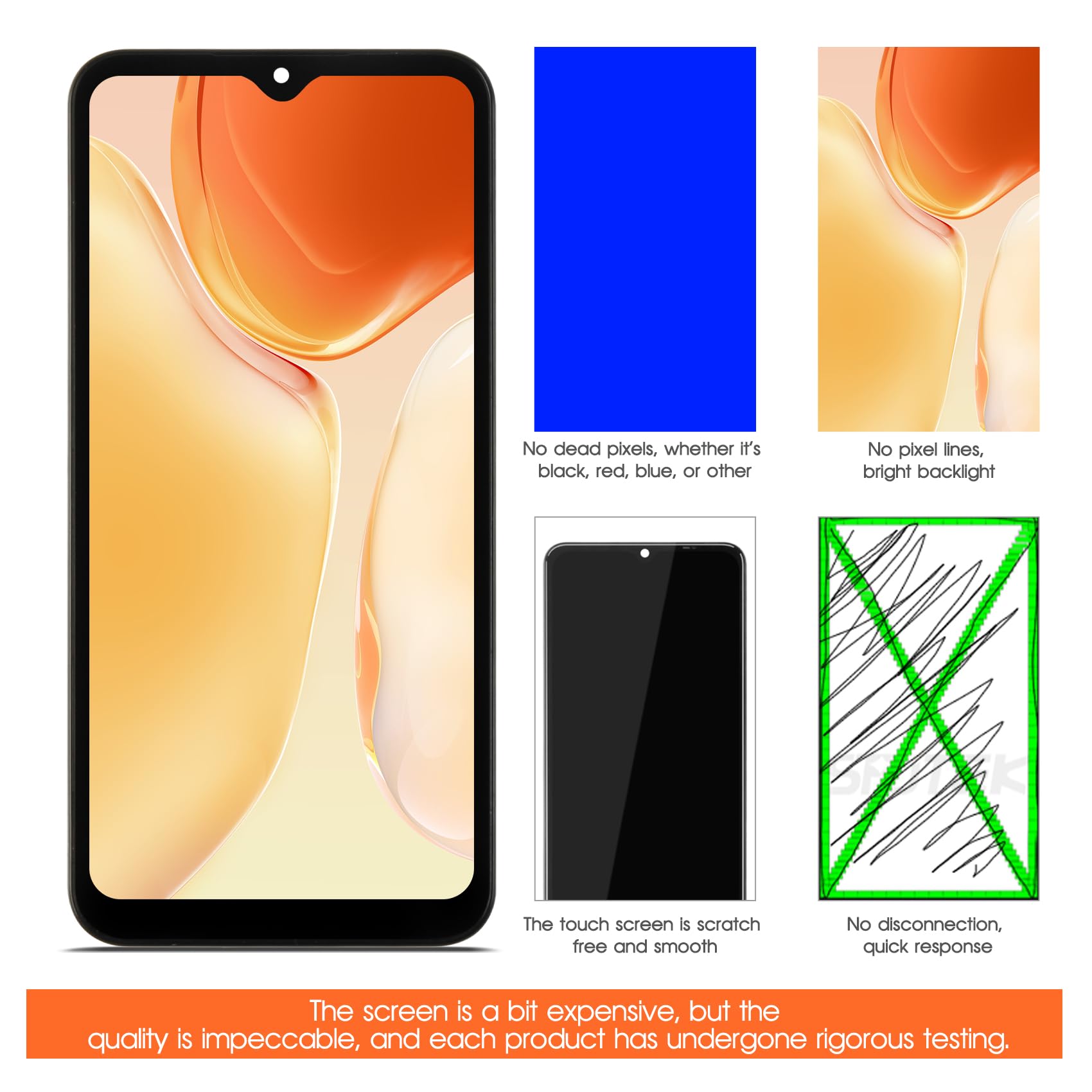 Pantalla LCD OLED para Samsung A25 5G LCD Display para Galaxy A25 5G SM-A256E SM-A256B SM-A256U Reemplazo Digitalizer Touch Screen Asamblea con herramientas (Negro, Soporte Huellas Digitales)