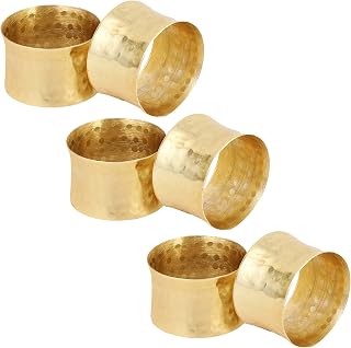 ITOS365 Handmade Hammered Golden Napkin Rings Set of 6 - Elegant Table Decor for Weddings, Holidays & Parties